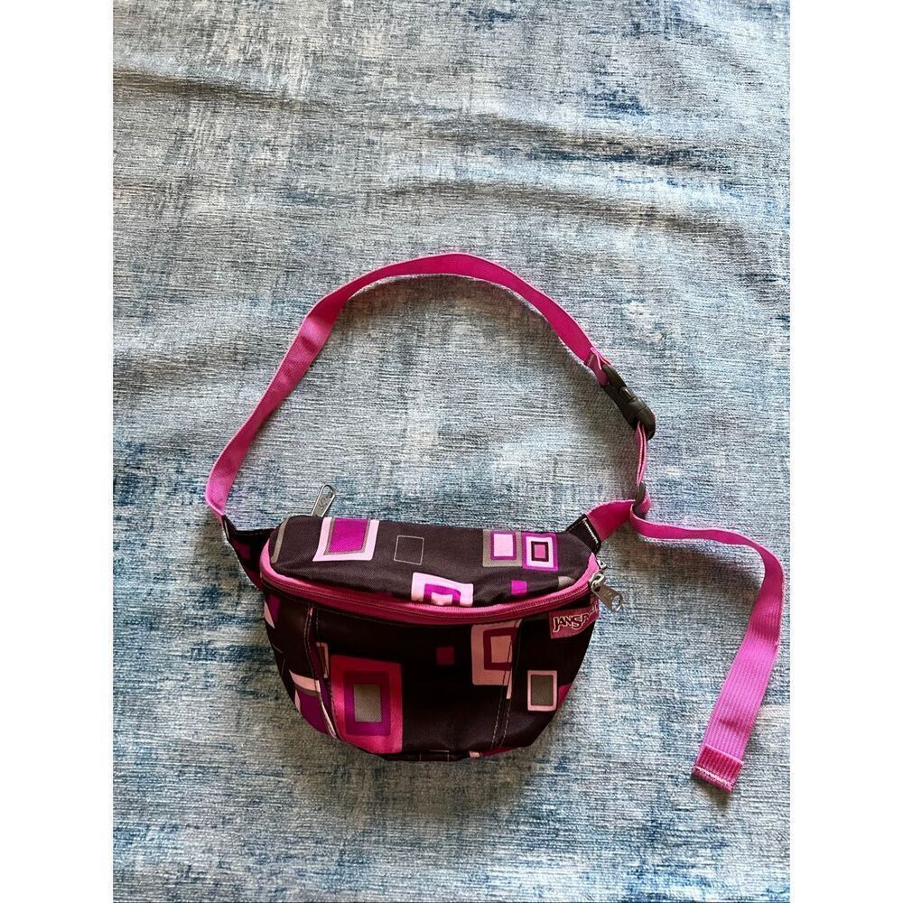Jansport Pink Brown Geometric Print Fanny Pack Belt Bag